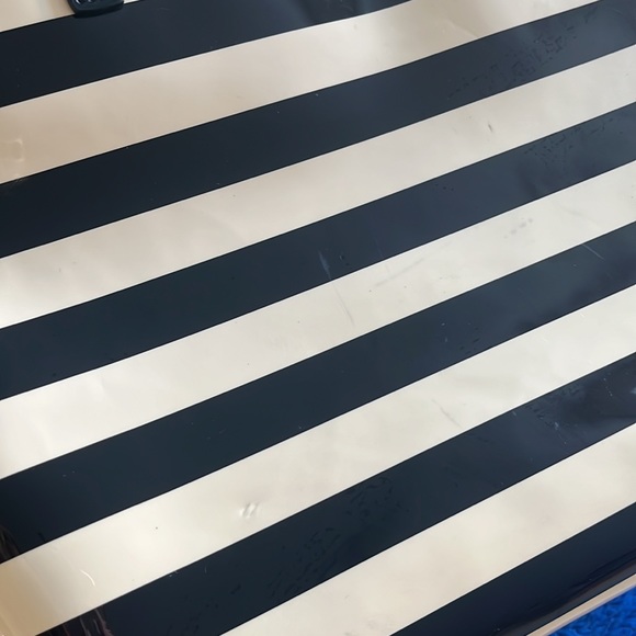 Kate Spade Vinyl Zip Tote Cream and Black Striped - Picture 15 of 15